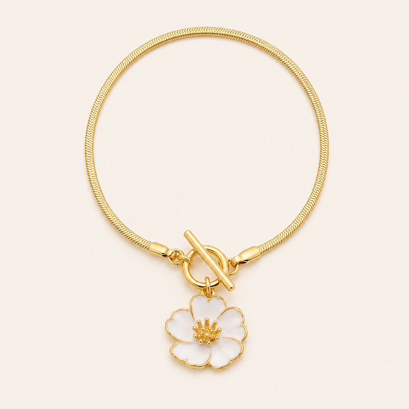 Golden Floral Pendant Anklet