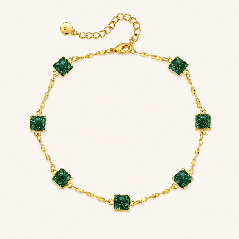 Emerald Square Charm Anklet