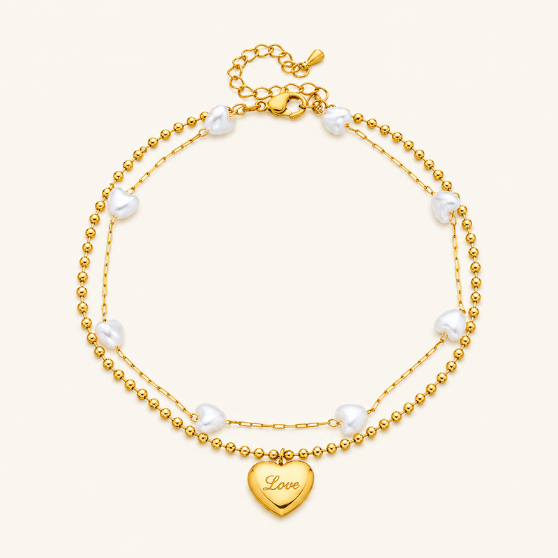 Serenelle Pearl Heart Anklet