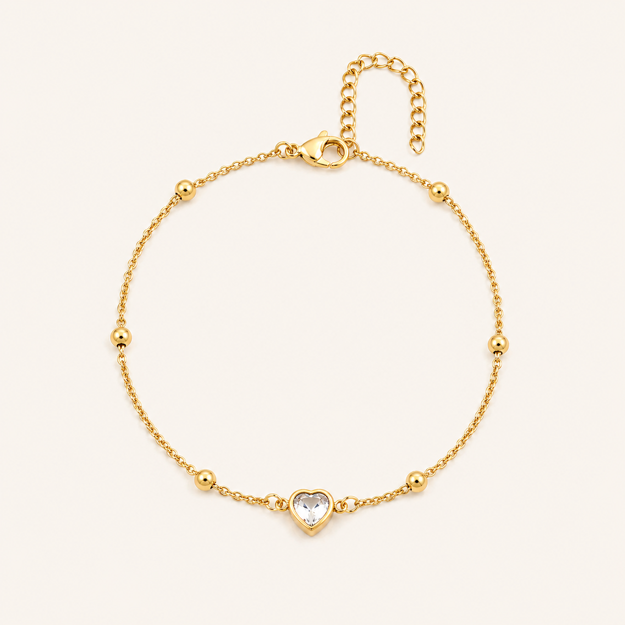 Golden Heart Crystal Anklet