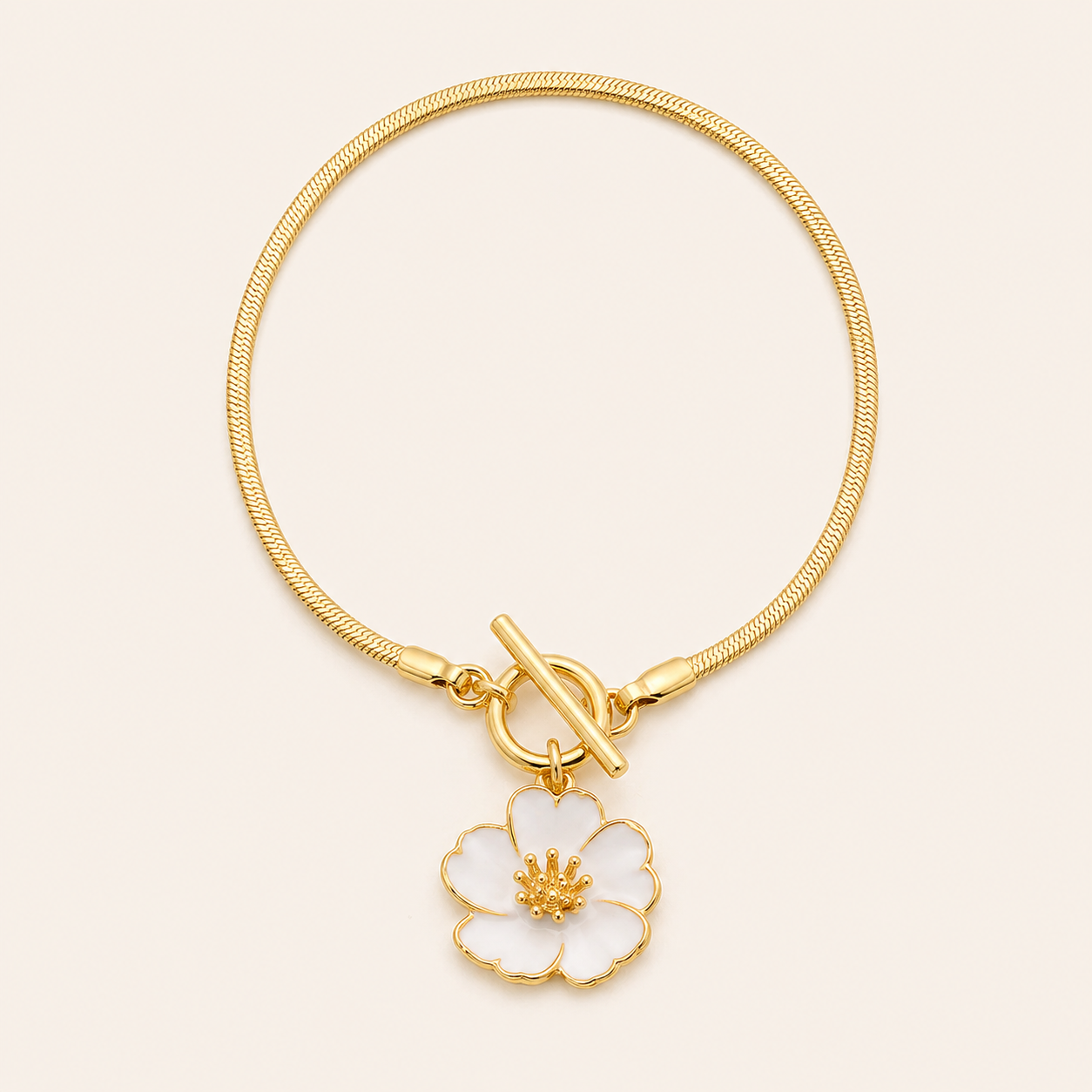 Golden Floral Pendant Anklet