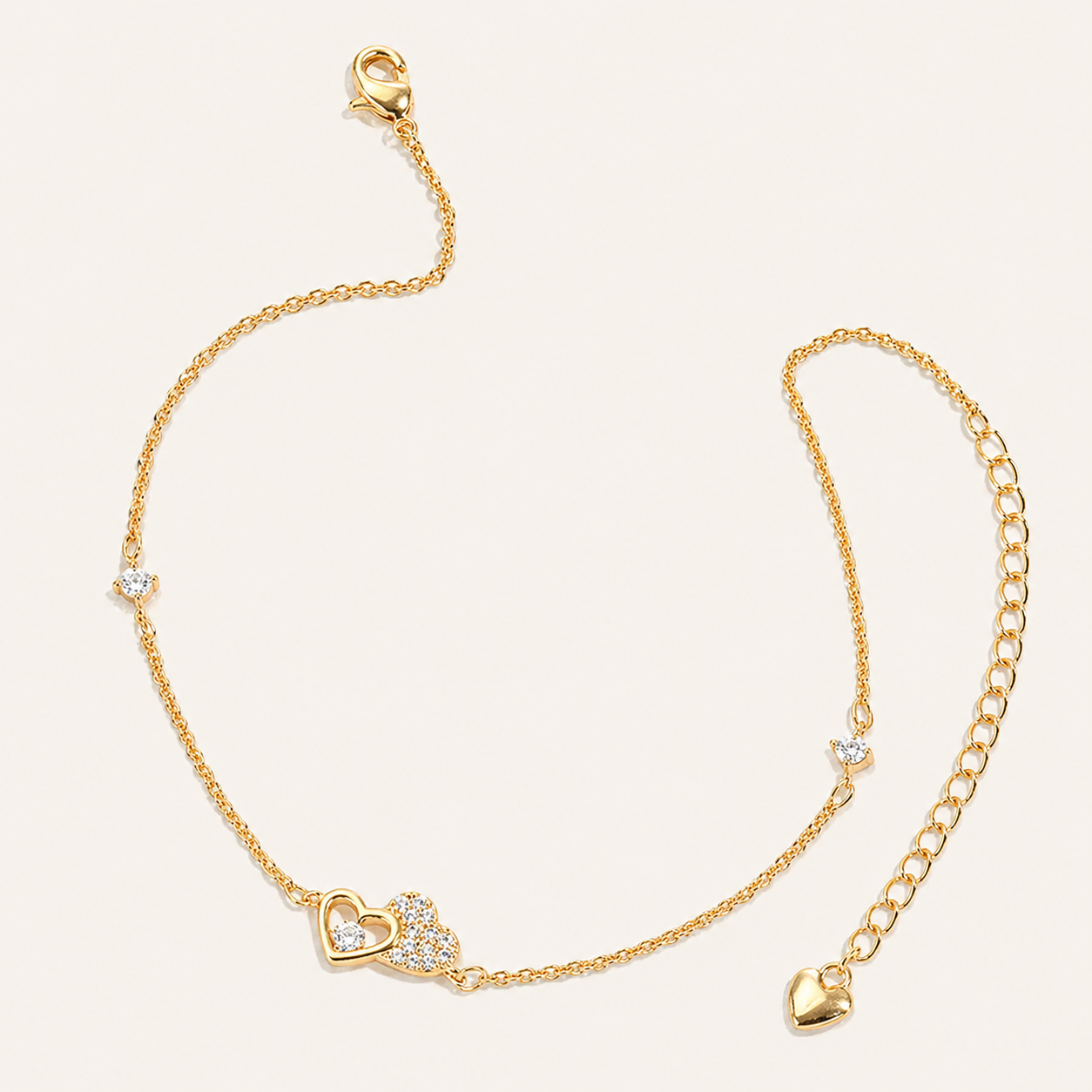 Asymmetrical Heart Sparkle Anklet