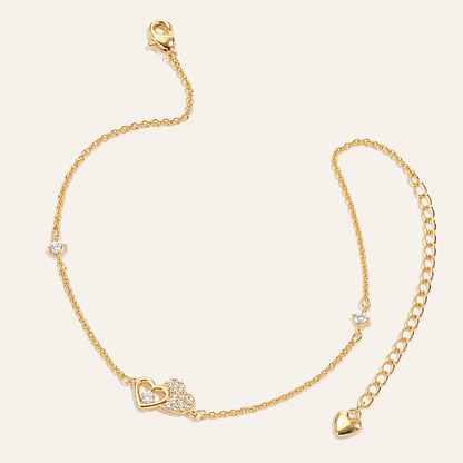 Asymmetrical Heart Sparkle Anklet