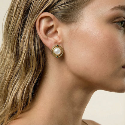Compass Pearl Stud Earrings