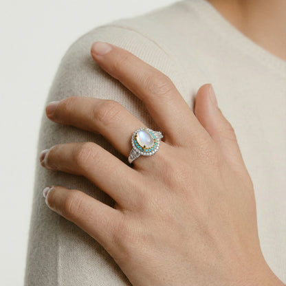 Moonlit Halo Ring