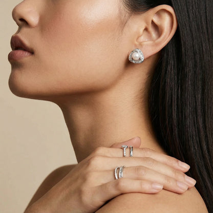 Luminous Pearl Halo Studs