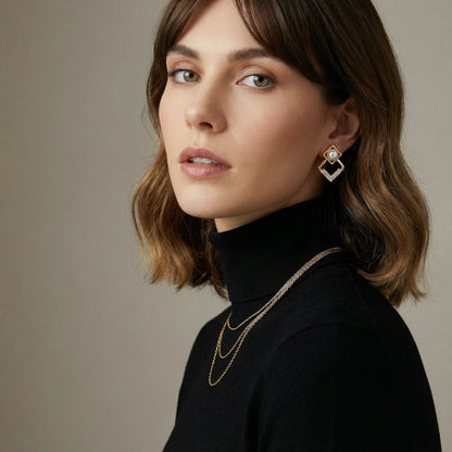 Luxe Geometric Pearl Earrings