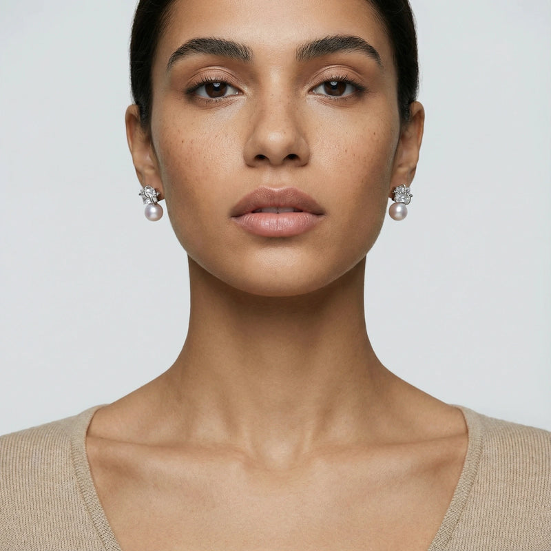 Stardust Pearl Drop Studs