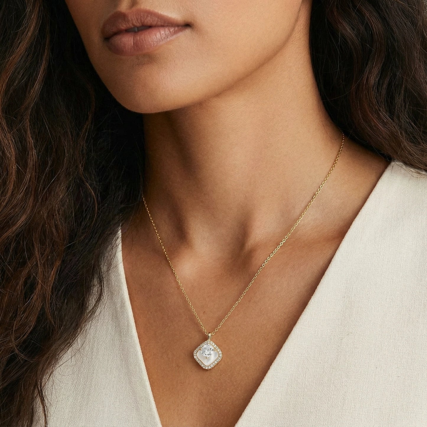 Golden Halo Pearl Necklace