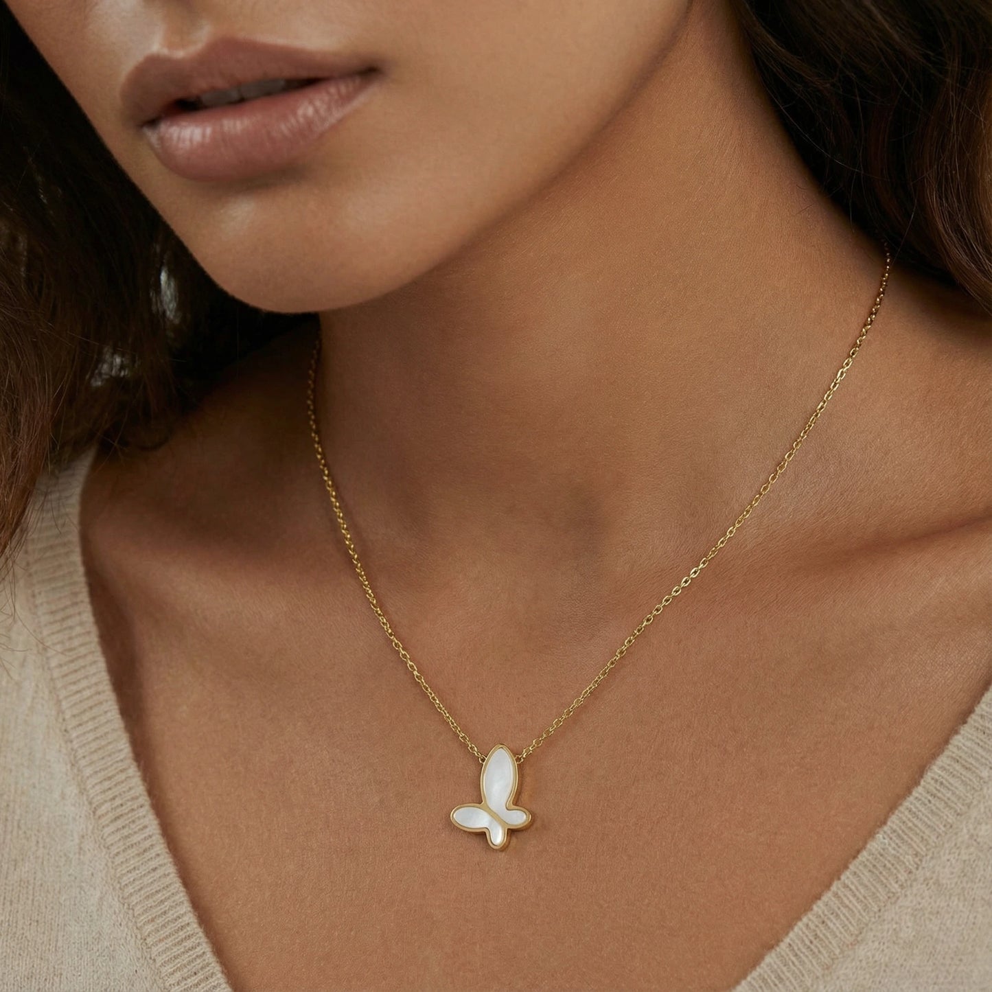 Pearl Butterfly Pendant Necklace