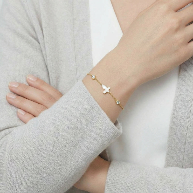 Pearl Butterfly Charm Bracelet