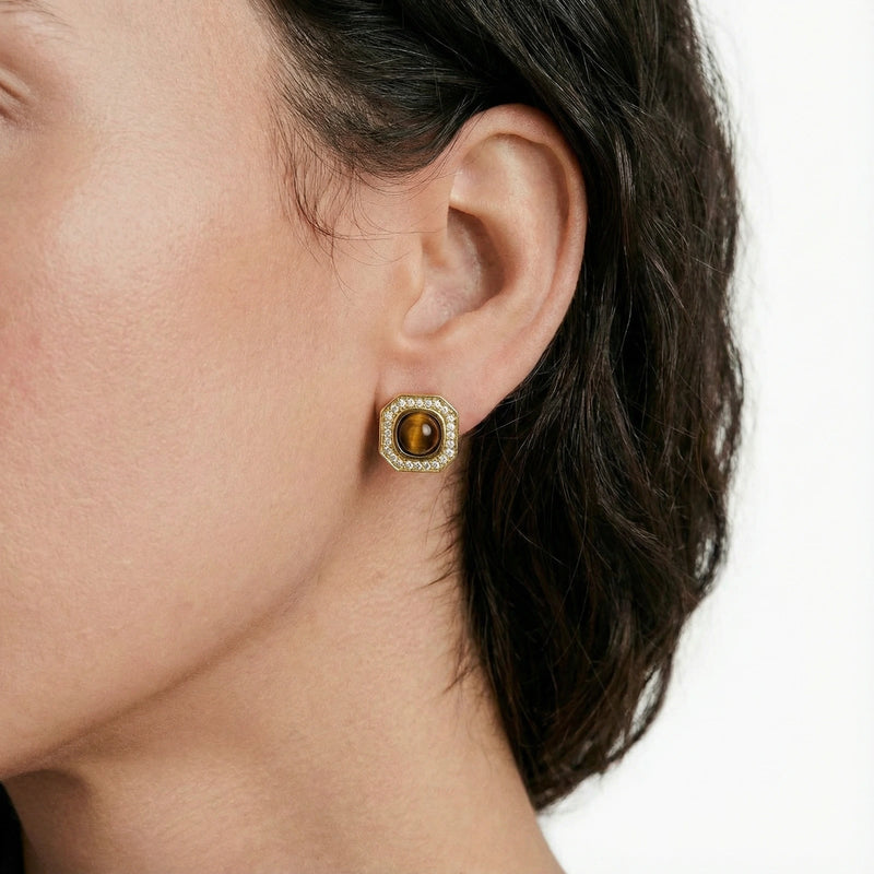 Tiger's Eye Octagon Studs