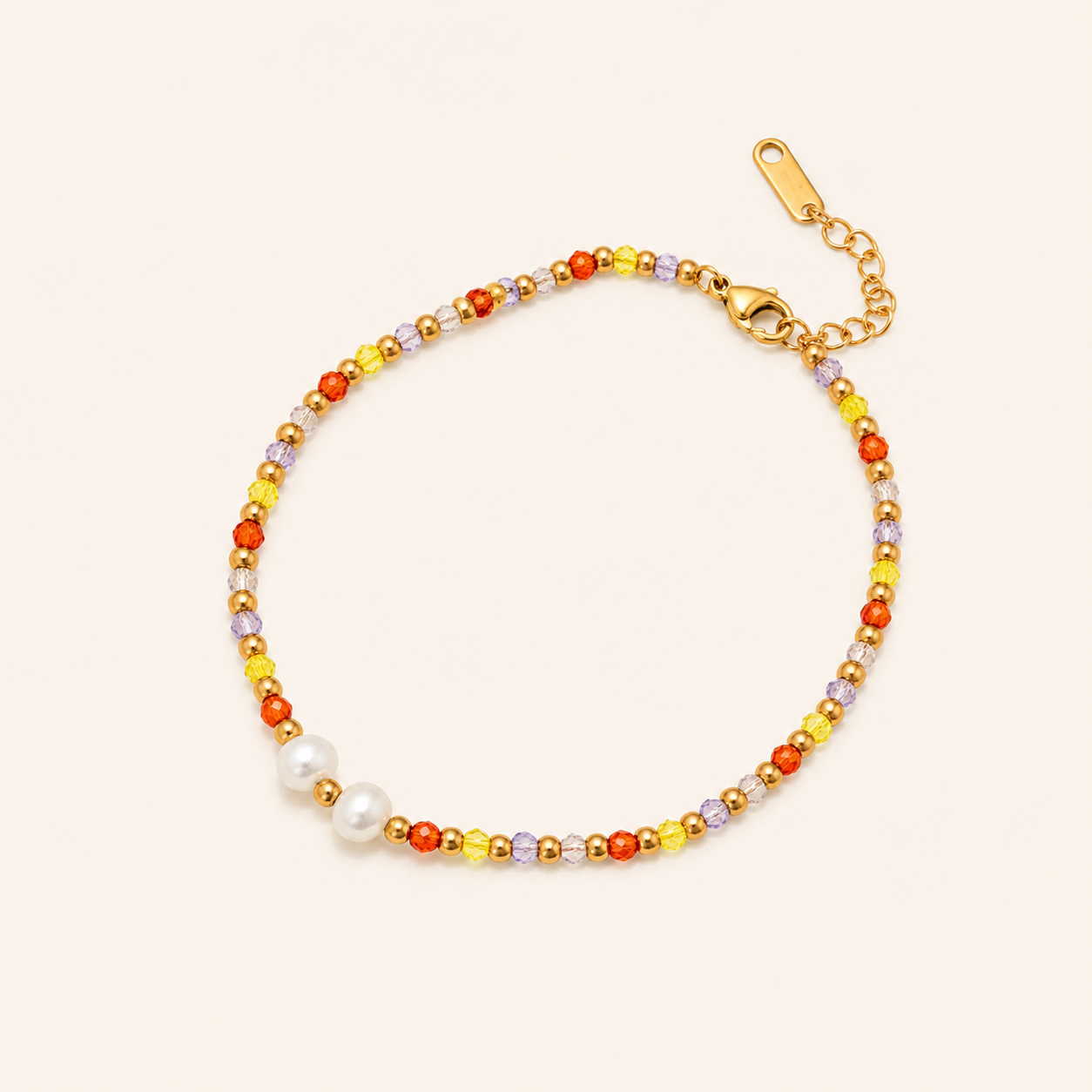Golden Multicolor Pearl Anklet