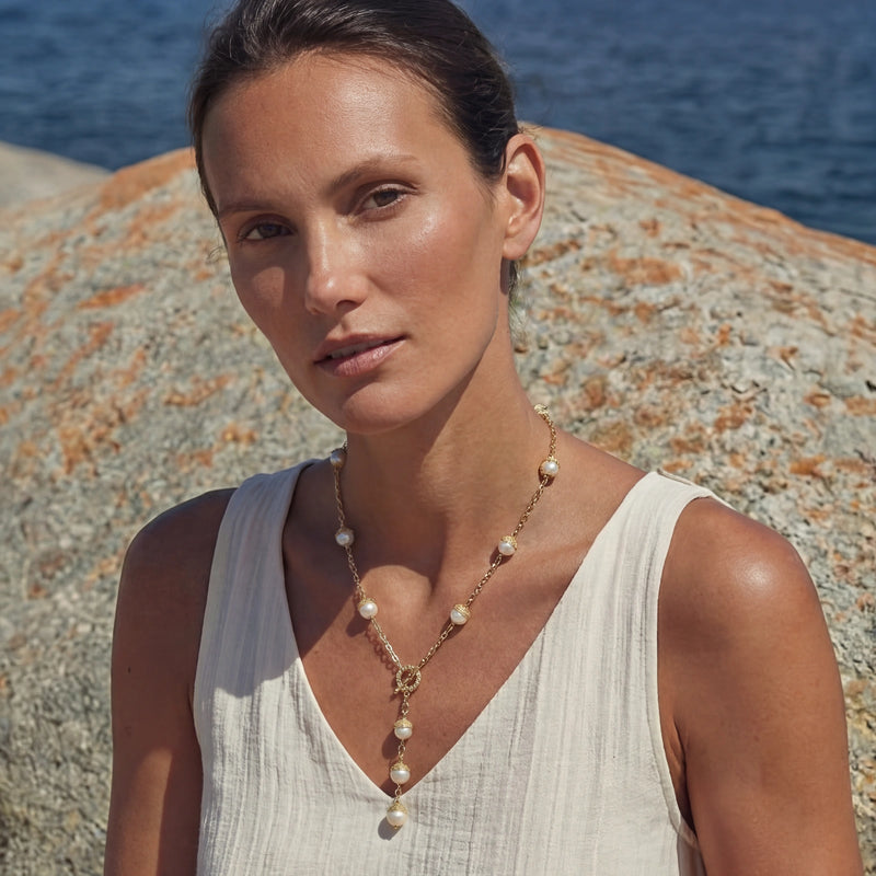 Baroque Pearl Station Necklace