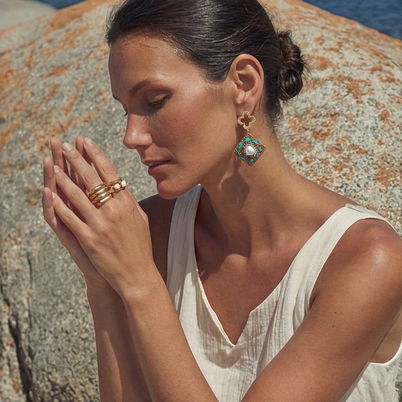 Oasis Pearl Turquoise Earrings