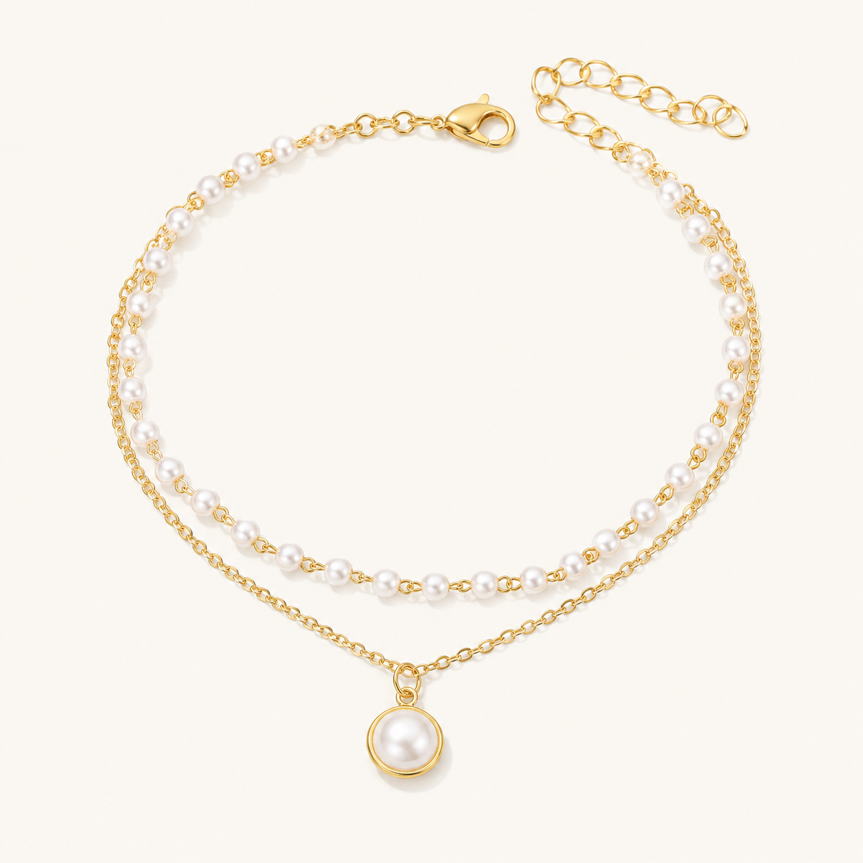 Pearl Drop Layer Anklet