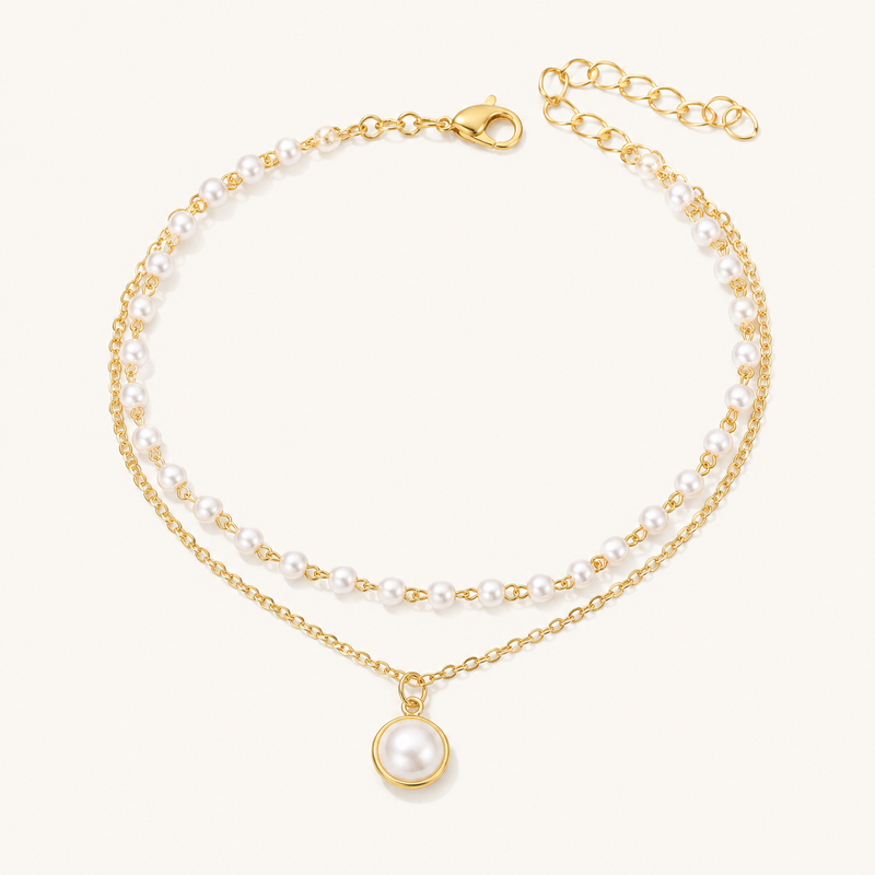 Pearl Drop Layer Anklet