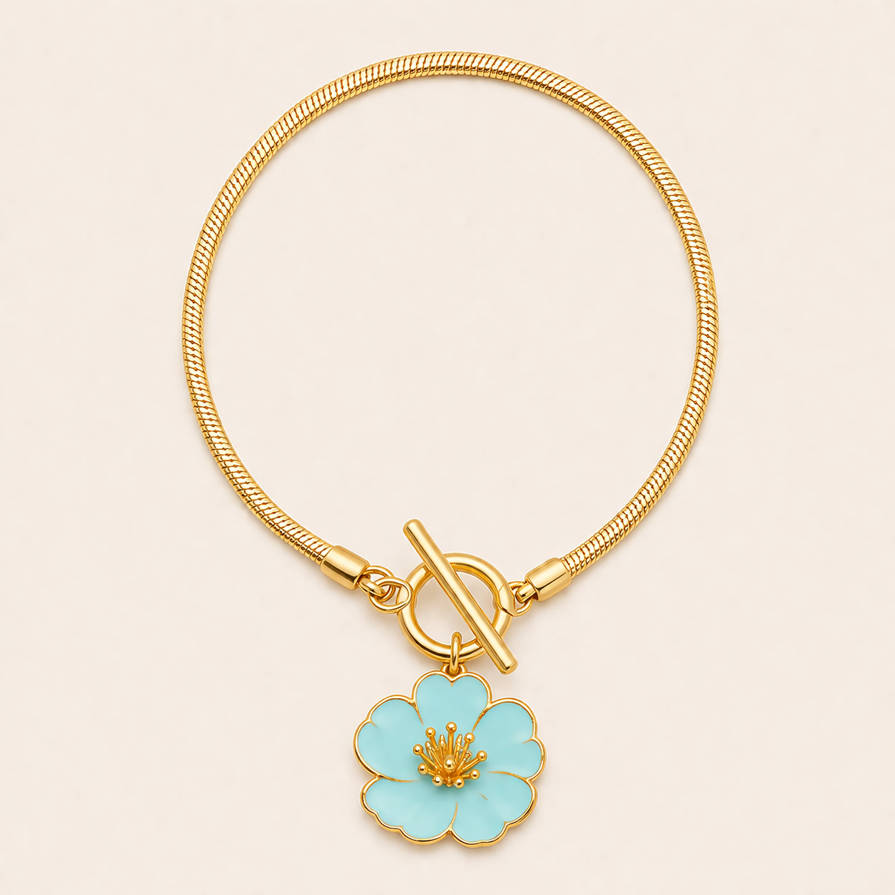 Golden Floral Pendant Anklet
