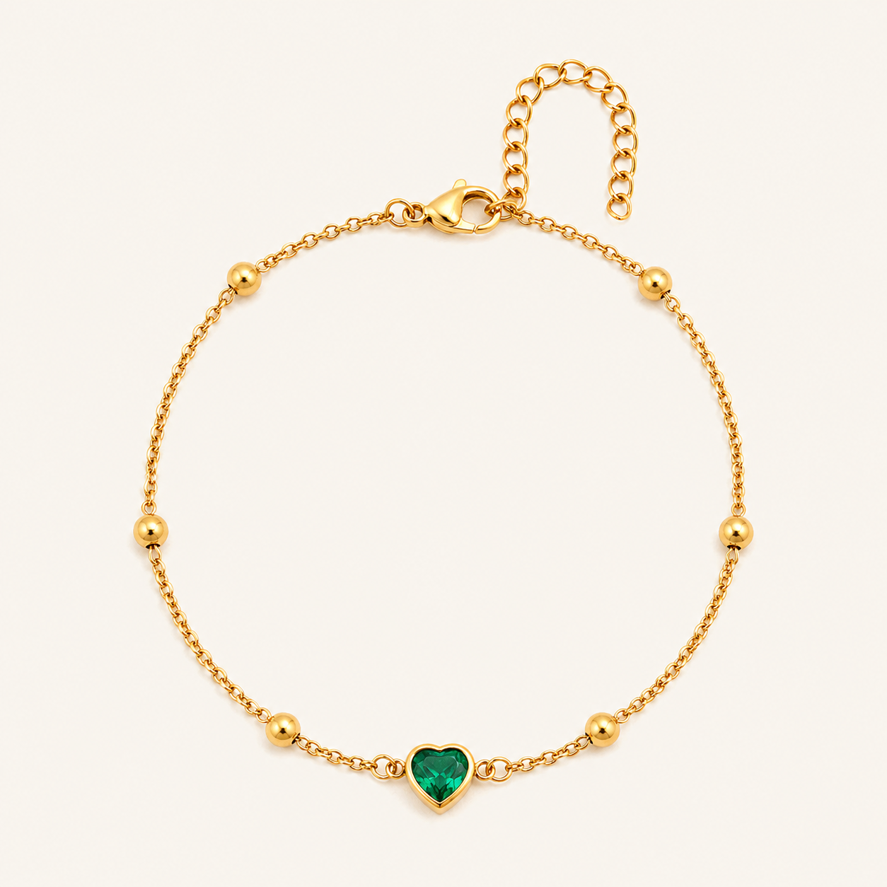 Golden Heart Crystal Anklet