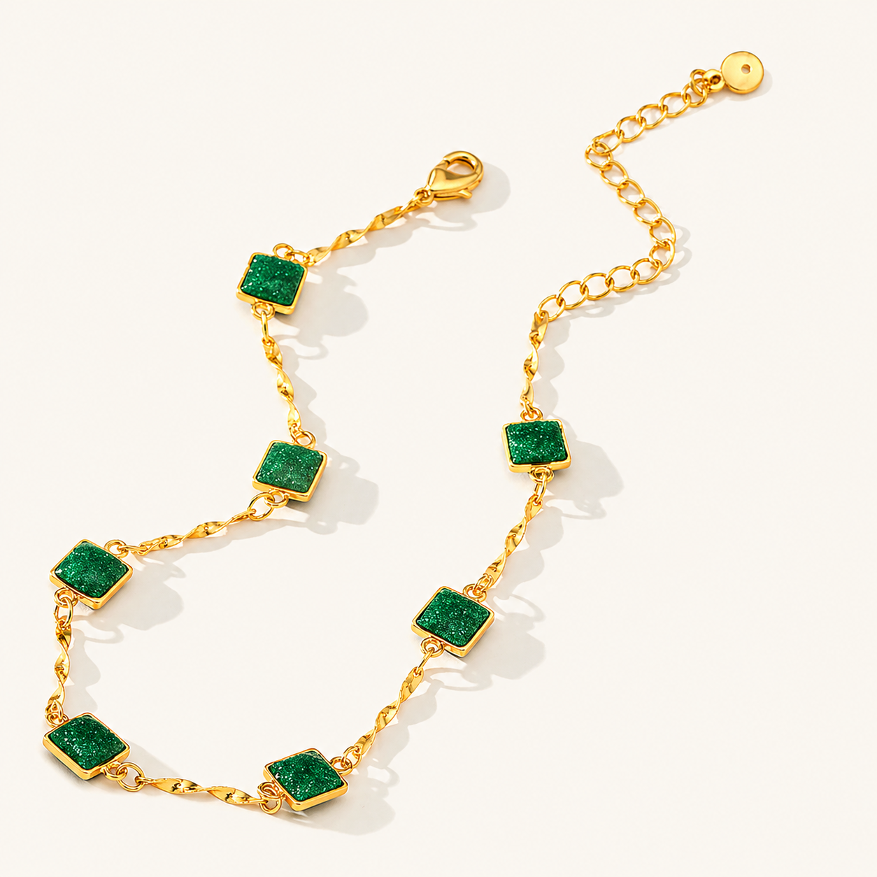 Emerald Square Charm Anklet