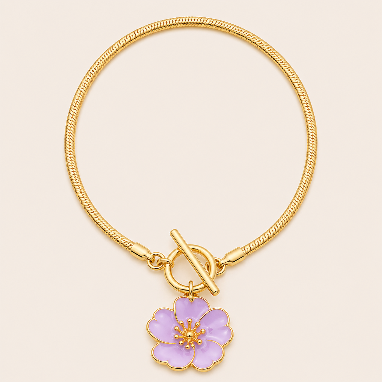 Golden Floral Pendant Anklet
