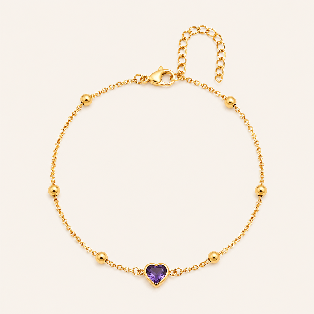 Golden Heart Crystal Anklet