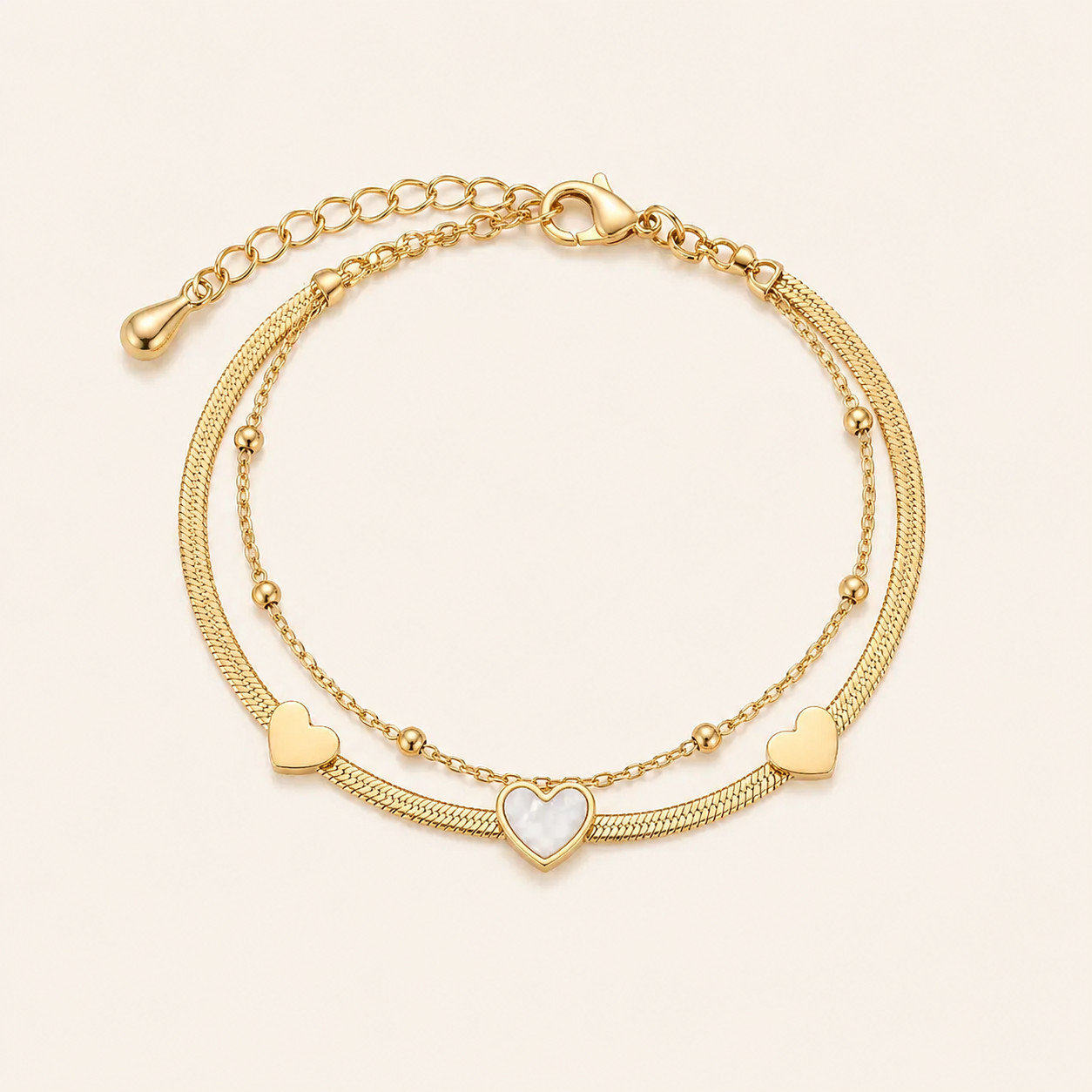 Golden Heart Layer Anklet