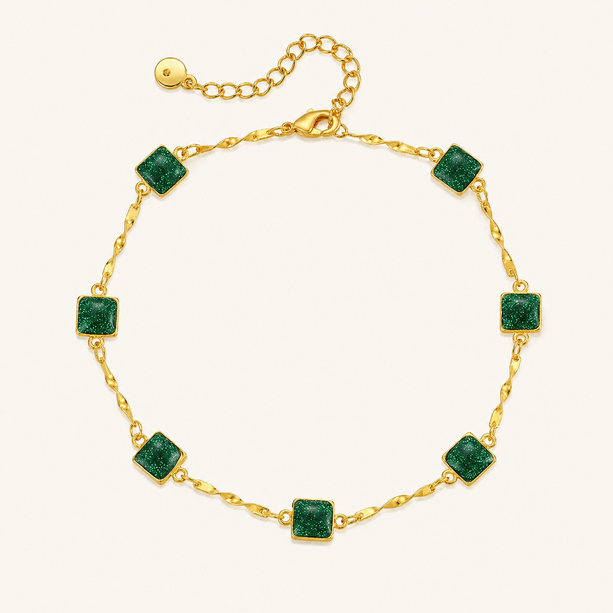 Emerald Square Charm Anklet