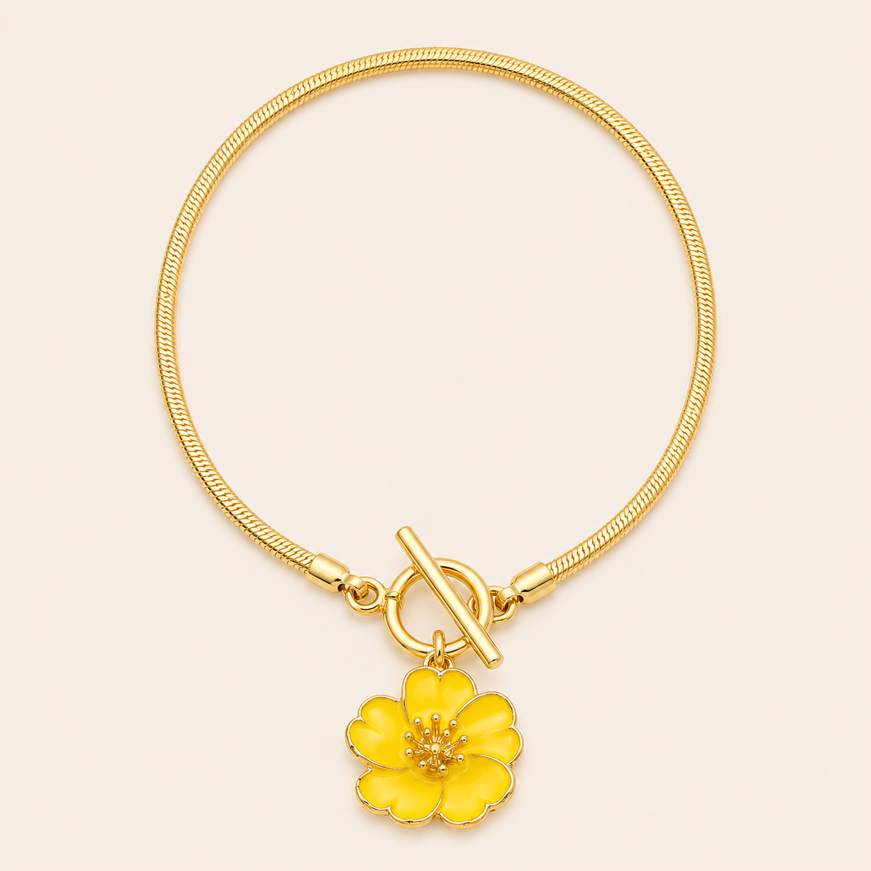 Golden Floral Pendant Anklet