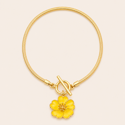 Golden Floral Pendant Anklet