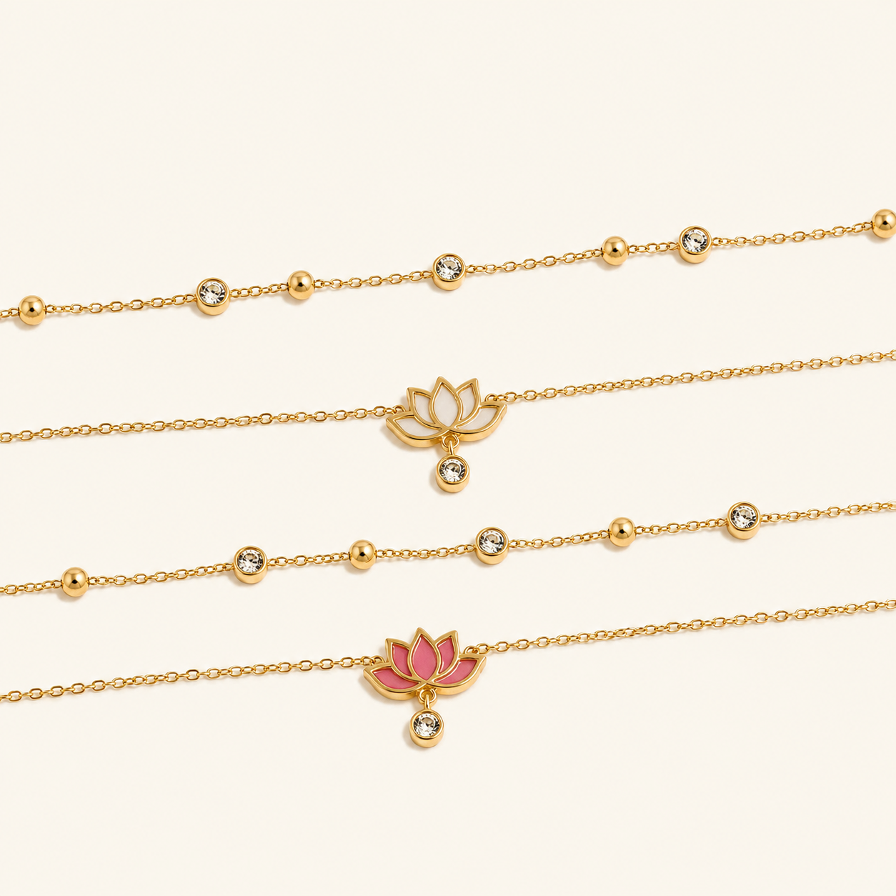 Lotus Charm Layered Anklet