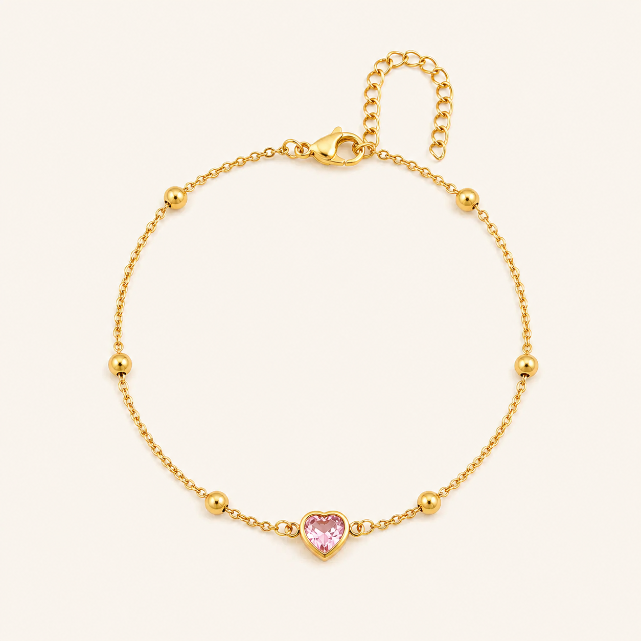 Golden Heart Crystal Anklet