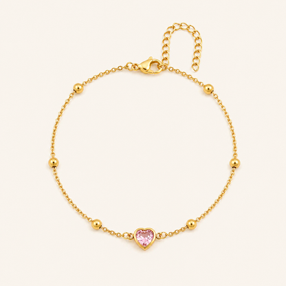 Golden Heart Crystal Anklet
