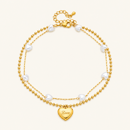 Serenelle Pearl Heart Anklet