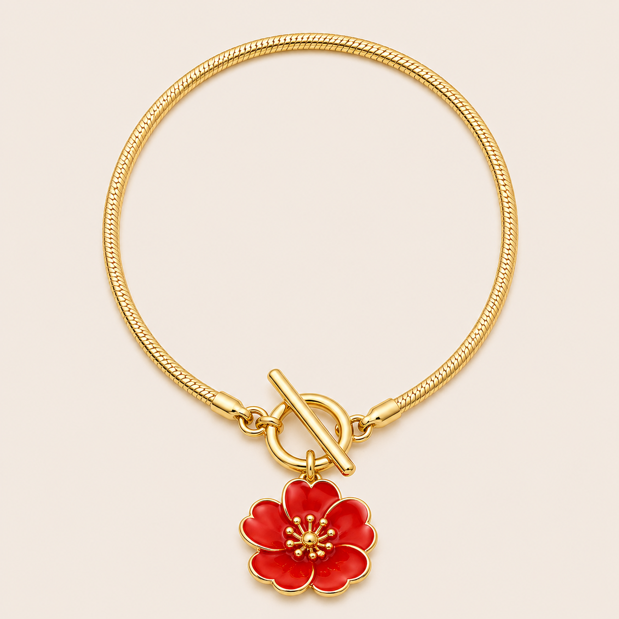 Golden Floral Pendant Anklet