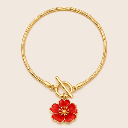Golden Floral Pendant Anklet