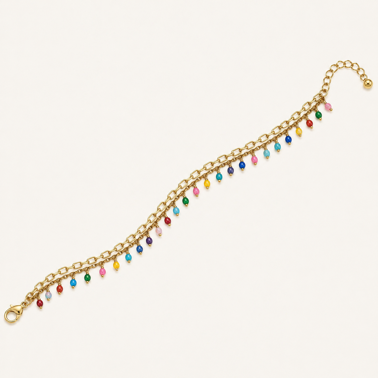 Rainbow Drop Layered Anklet