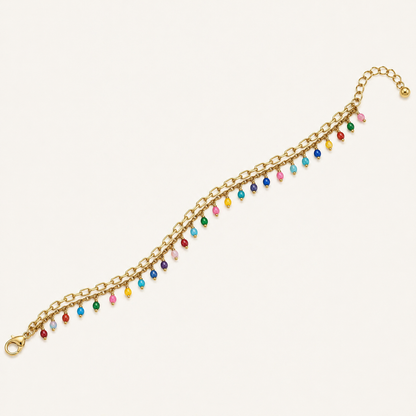 Rainbow Drop Layered Anklet