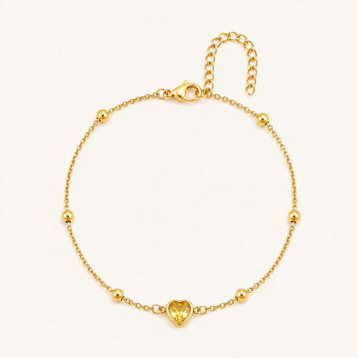 Golden Heart Crystal Anklet