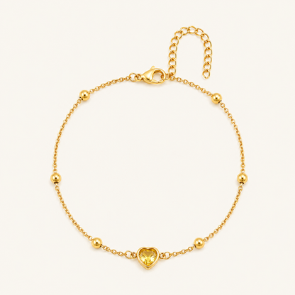 Golden Heart Crystal Anklet
