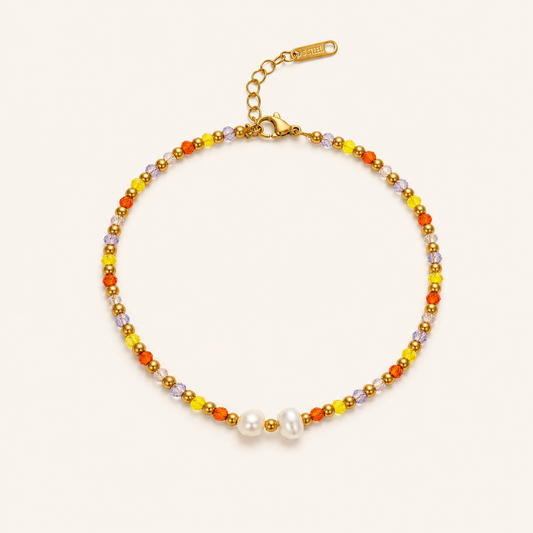 Golden Multicolor Pearl Anklet