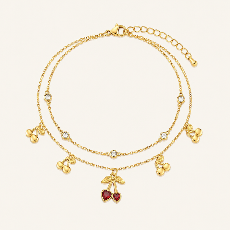 Cherry Love Layered Anklet