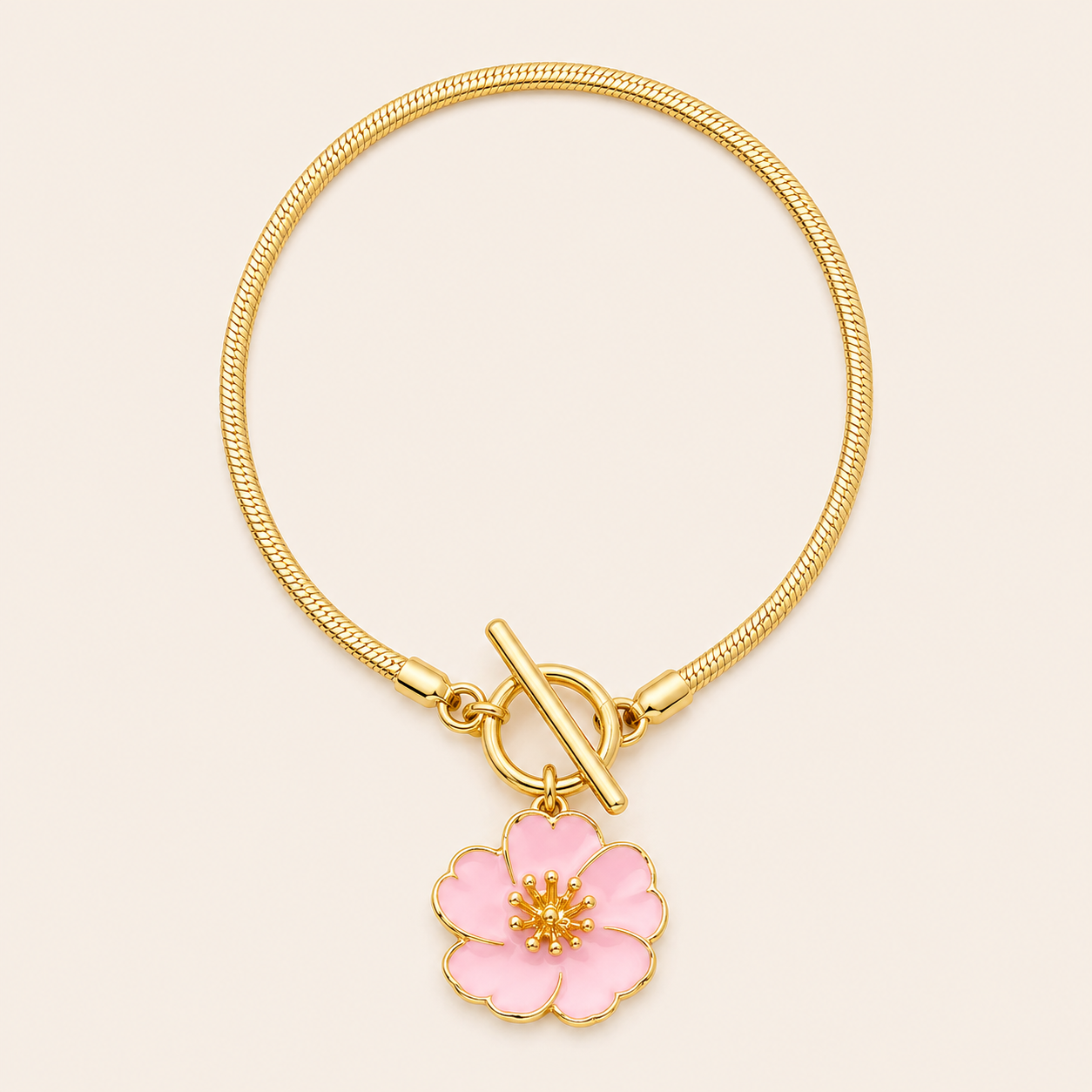 Golden Floral Pendant Anklet