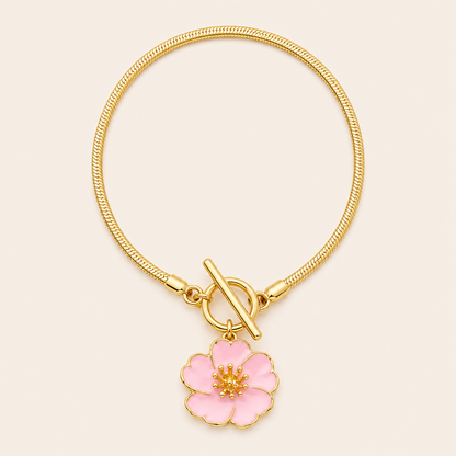 Golden Floral Pendant Anklet