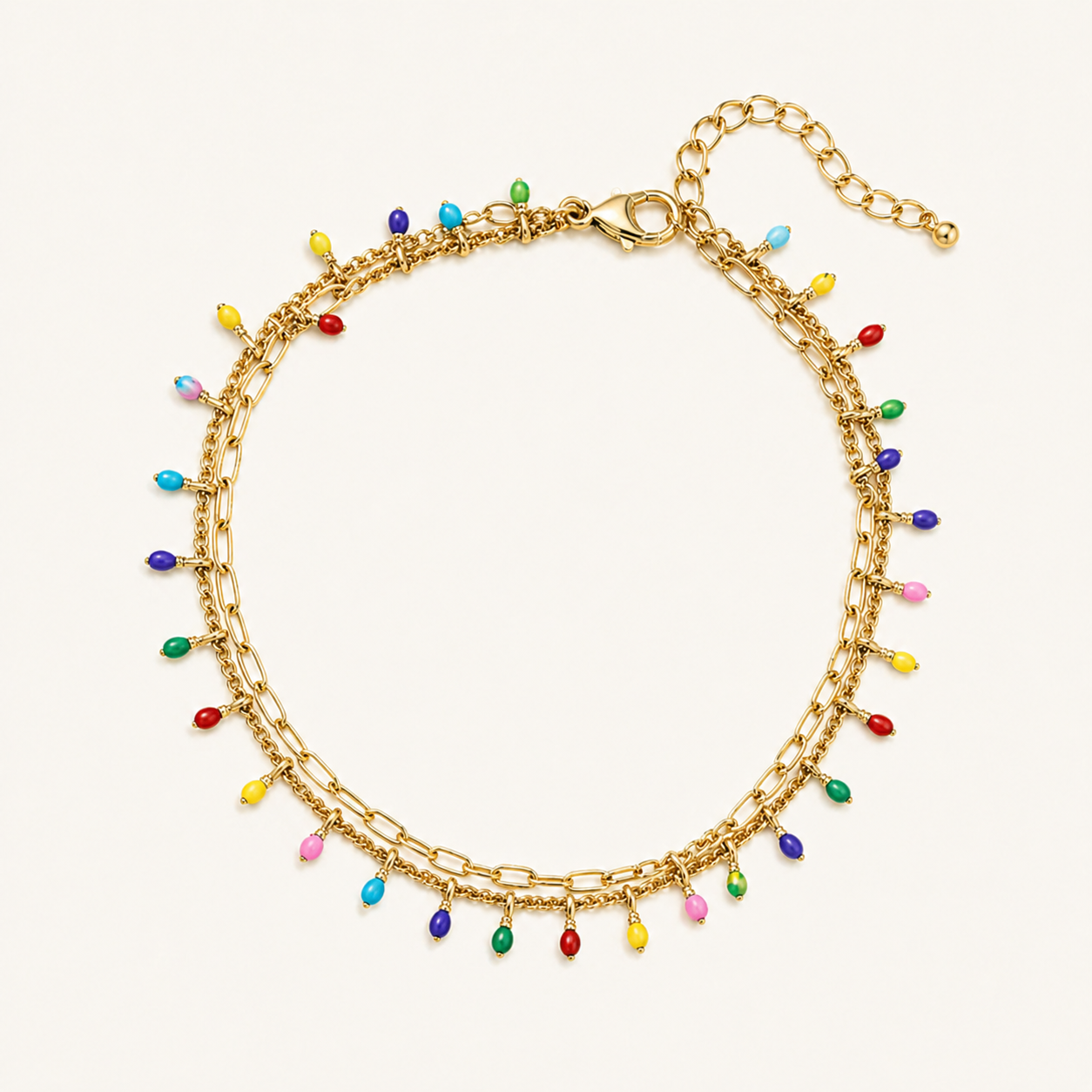 Rainbow Drop Layered Anklet