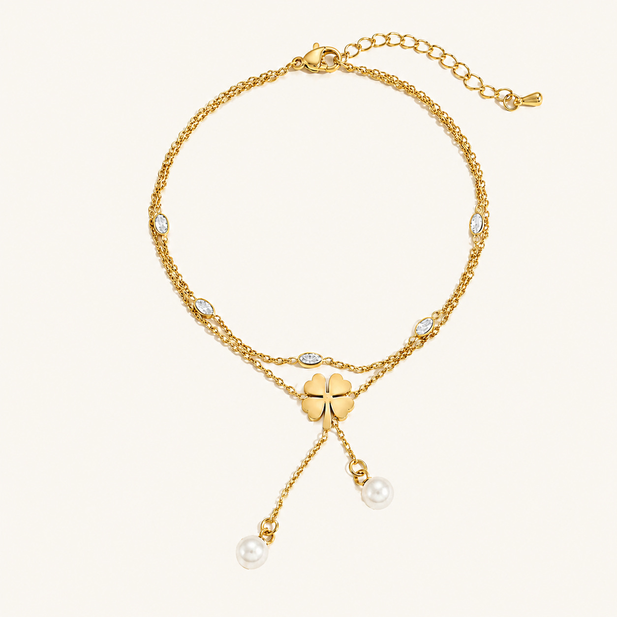 Golden Clover Pearl Anklet