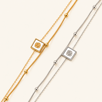 Floral Square Charm Anklet