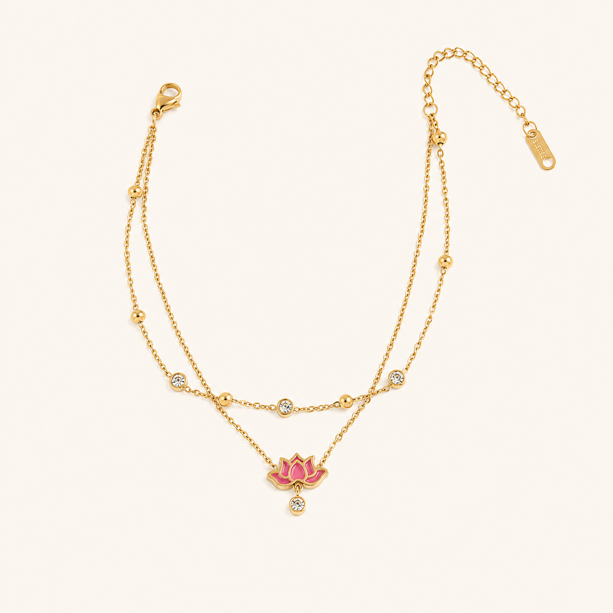 Lotus Charm Layered Anklet