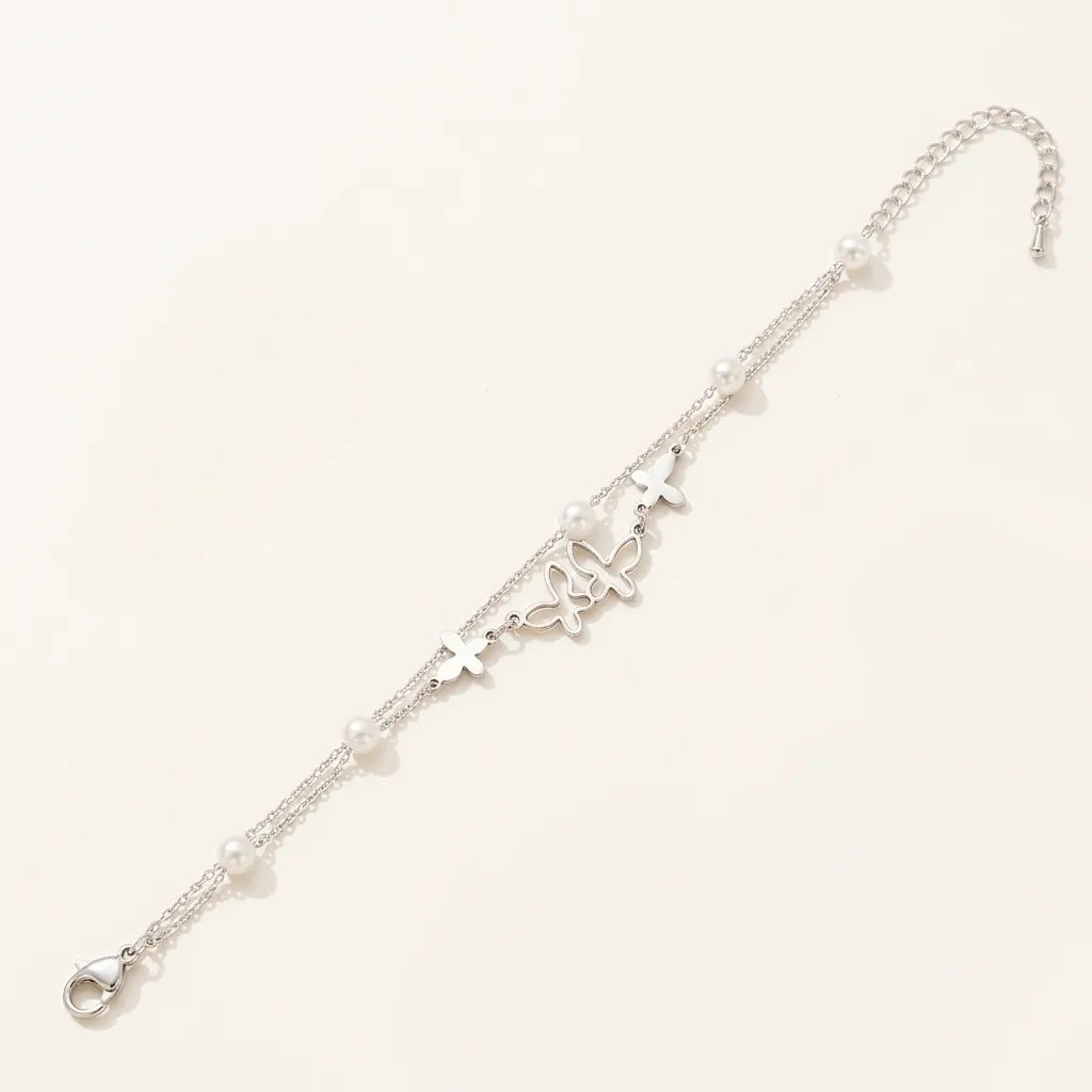 Butterfly Pearl Layered Anklet