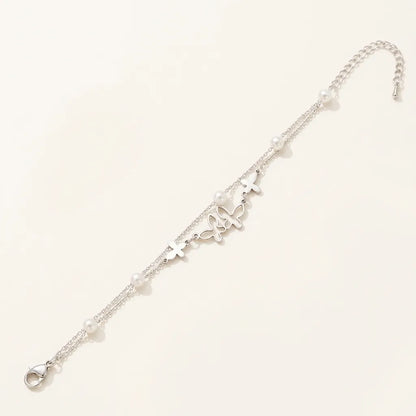 Butterfly Pearl Layered Anklet
